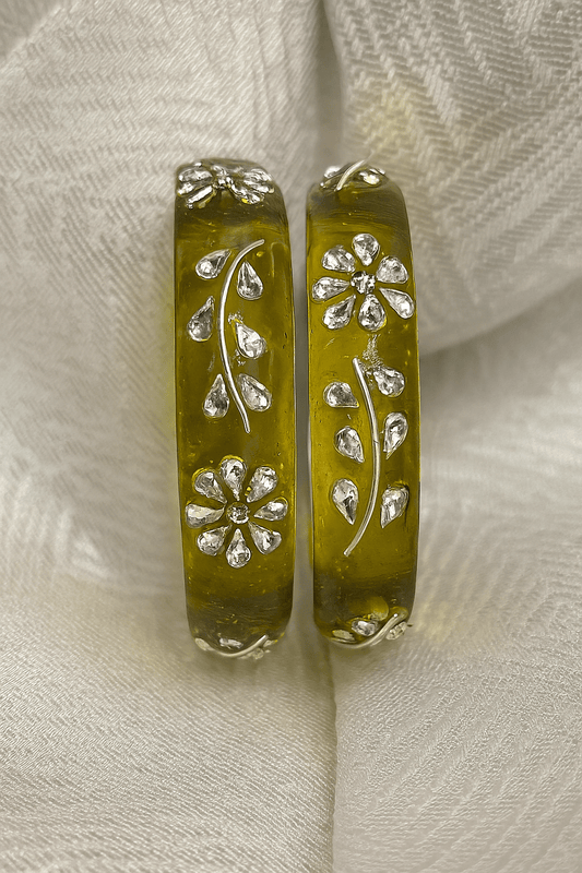 Olive Shine Glass Kada - Set of 2 Kada - Shrim Bangles