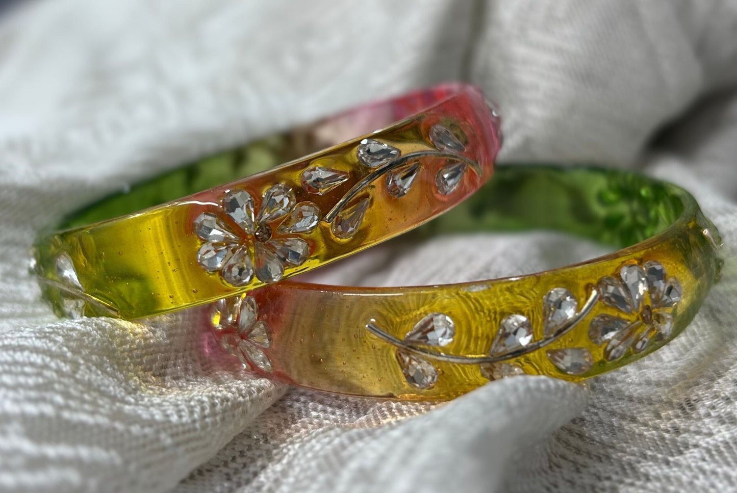 Crystal multi colour Glass Kada - SEt of 2 Kada - Shrim Bangles