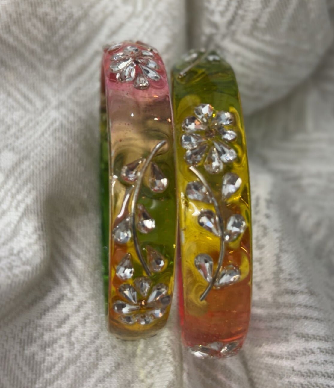 Crystal multi colour Glass Kada - SEt of 2 Kada - Shrim Bangles