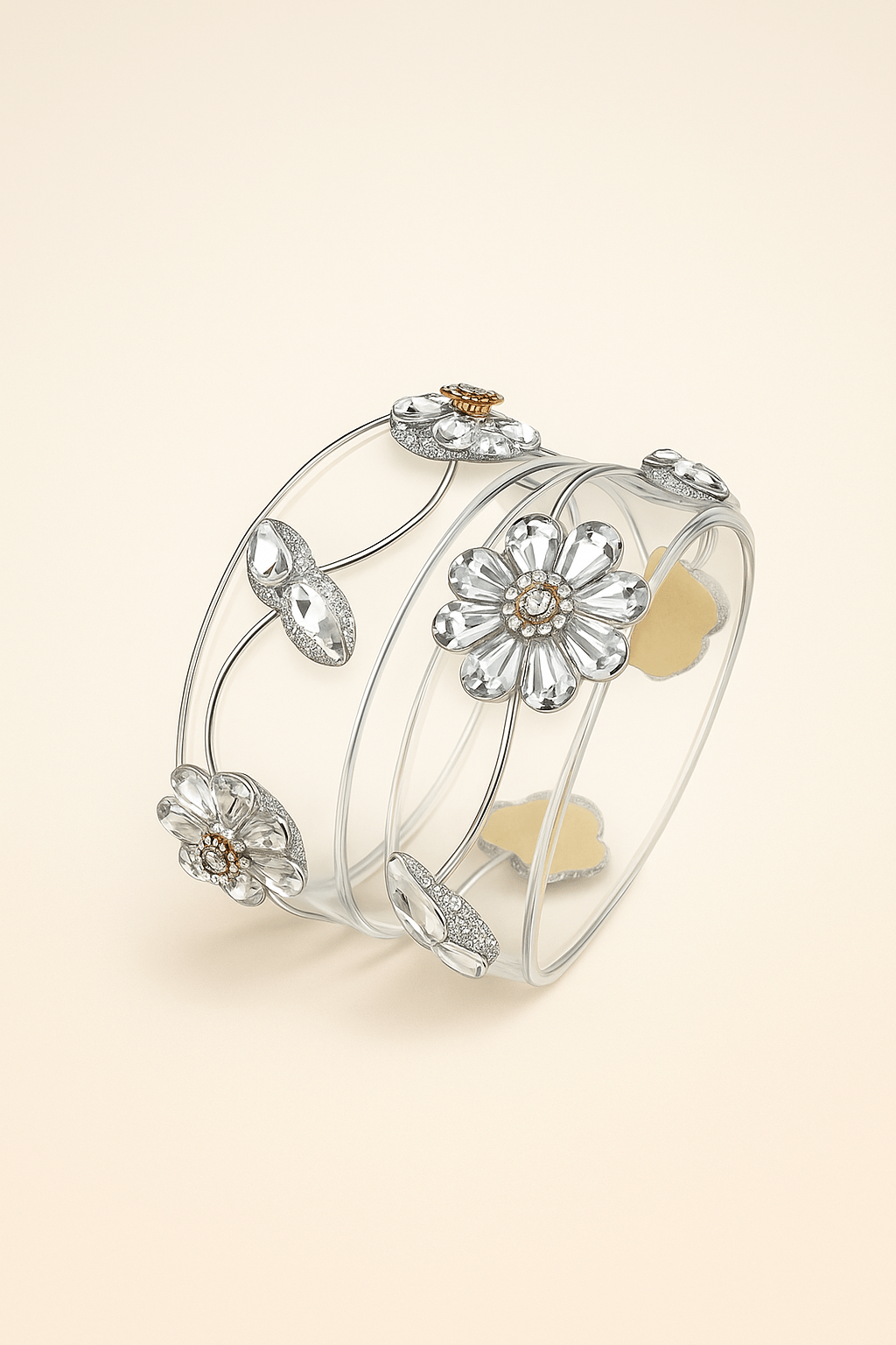 Silver Floral Kada - Pair - Shrim Bangles