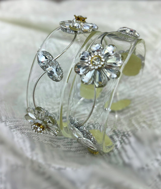 Silver Floral Kada - Pair - Shrim Bangles